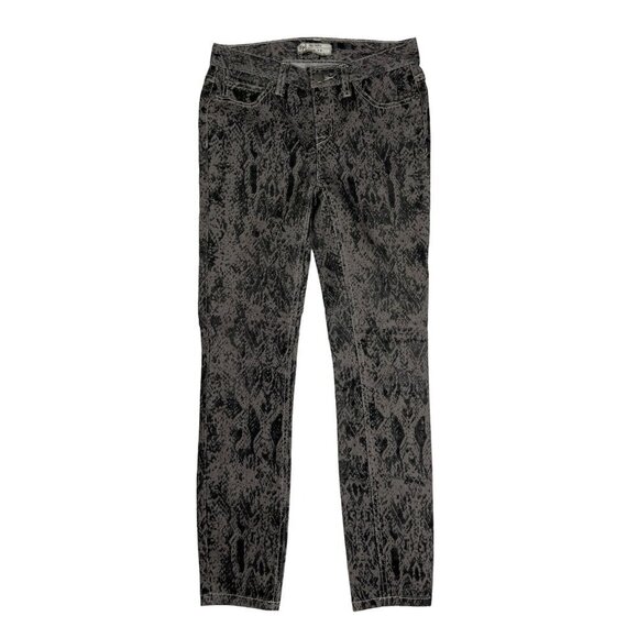 Free People High Rise Stretch Skinny‎ Jeans Snake Print Size 26 Gray Black - Picture 1 of 7